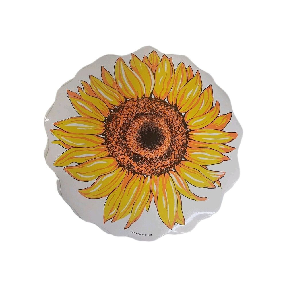 Vintage 1993 Joe Boxer Sunflower Vinyl Placemats Set of 4 Die Cut Retro Kitchen